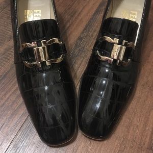 Salvatore Ferragamo Croc Embossed Classic Heels